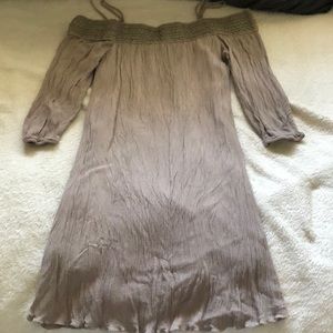 Nude off the solder w/ straps mid sleeve dress